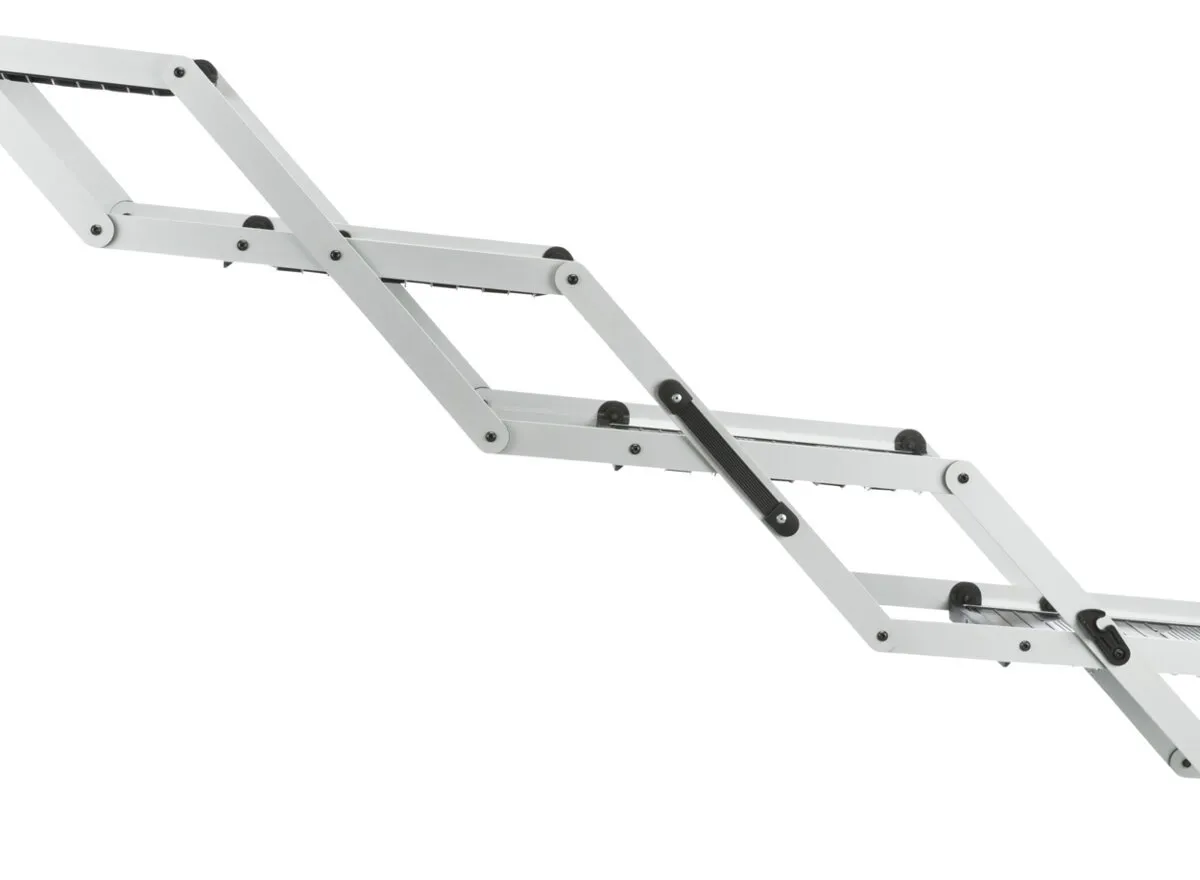 Skládací schody, 4 stupňové, hliník/TPR, 37cm šíře, až 70cm výška, max 160cm, nosnost 75kg