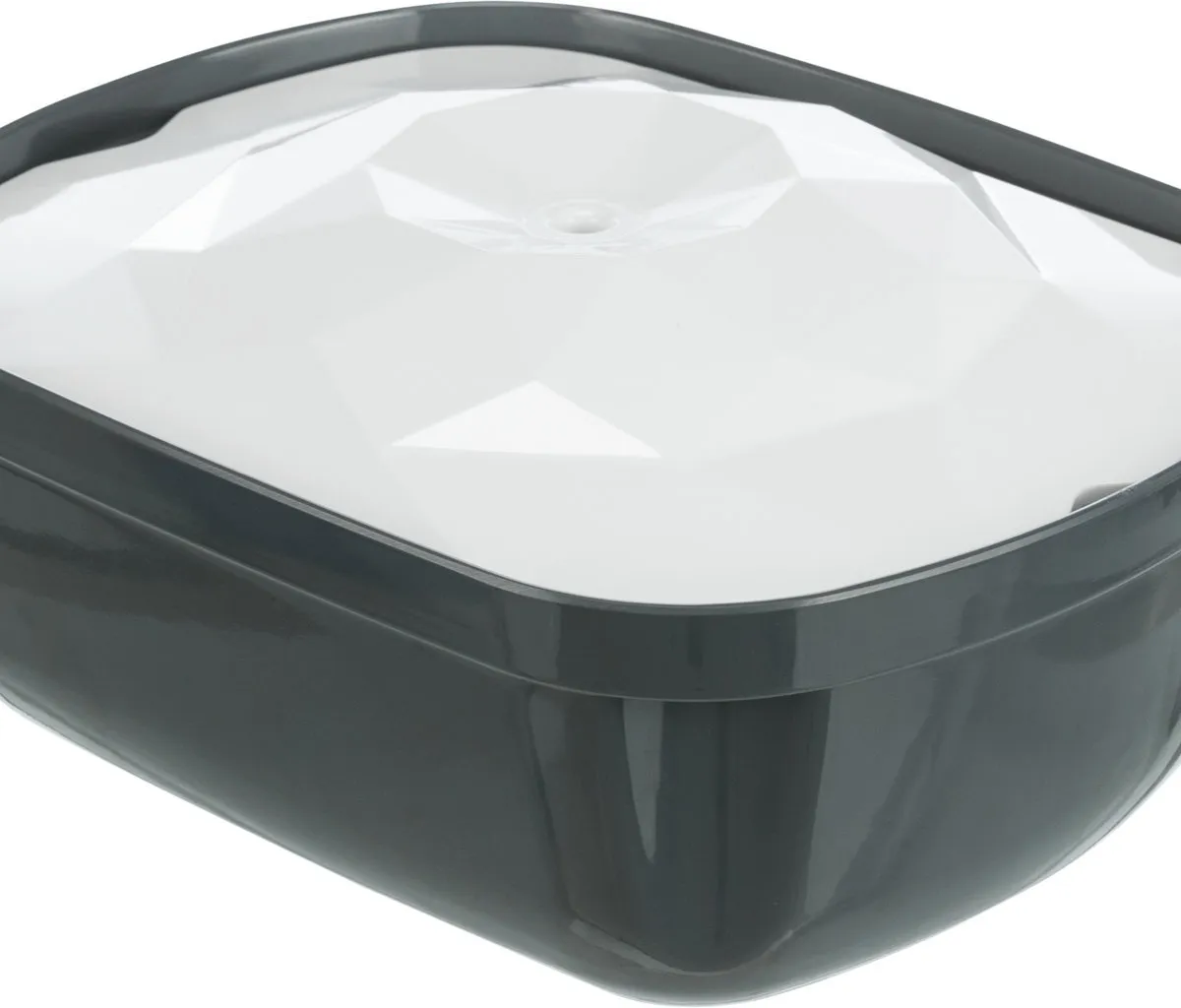 Pítko fontána Polygon, melamin/silikon, 2.5 l/ 28 × 11 × 22 cm, šedá/bílá (RP 5,10 Kč)