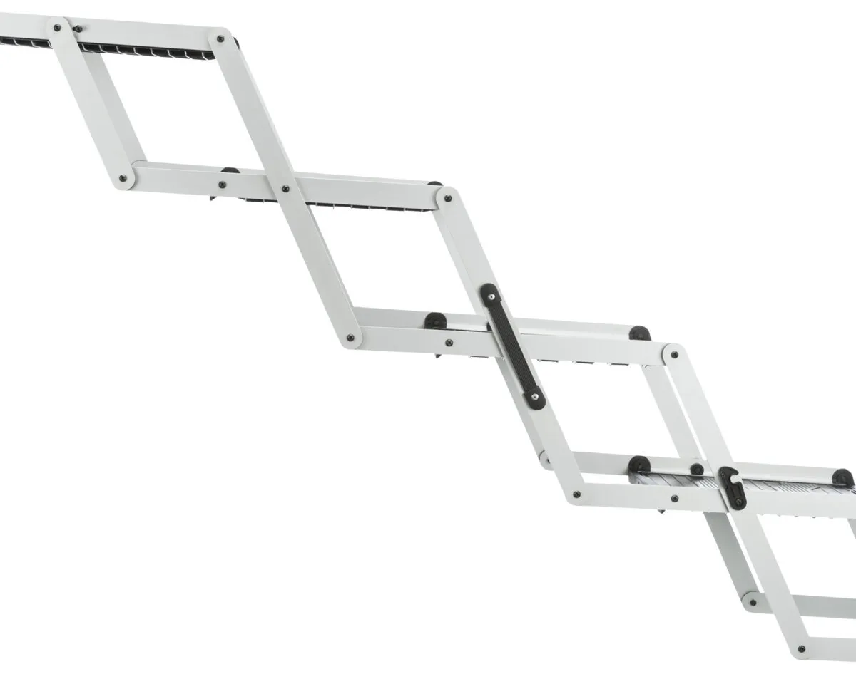 Skládací schody, 4 stupňové, hliník/TPR, 37cm šíře, až 70cm výška, max 160cm, nosnost 75kg