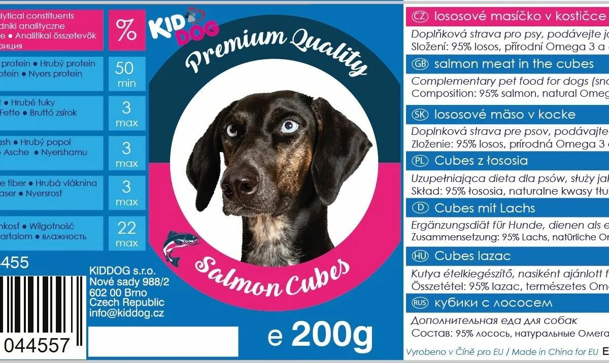 KIDDOG lososové masíčko v plátku - PREMIUM QUALITY 200 g dóza
