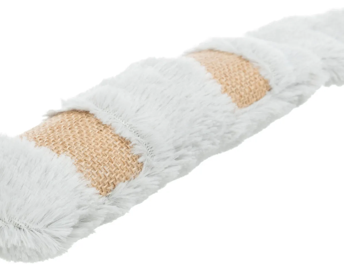 Poduška s ocasem XXL, plyš/juta/catnip, šusticí, 39cm