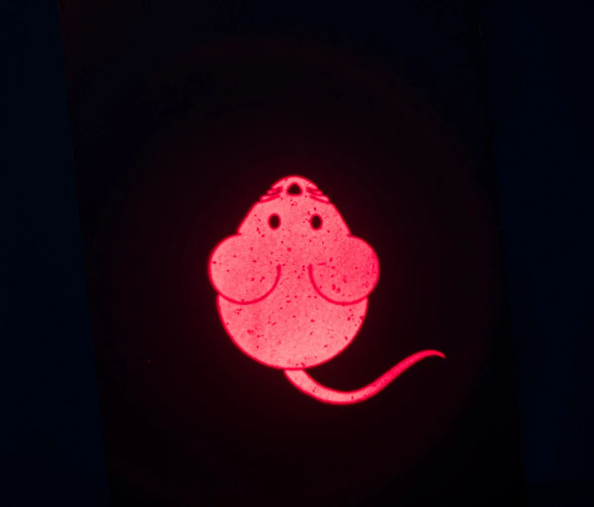 Led světelný ukazatel na povzbuzení instinktu, motiv myš, USB nabíjení, 8,5 cm (RP 2,10 Kč)