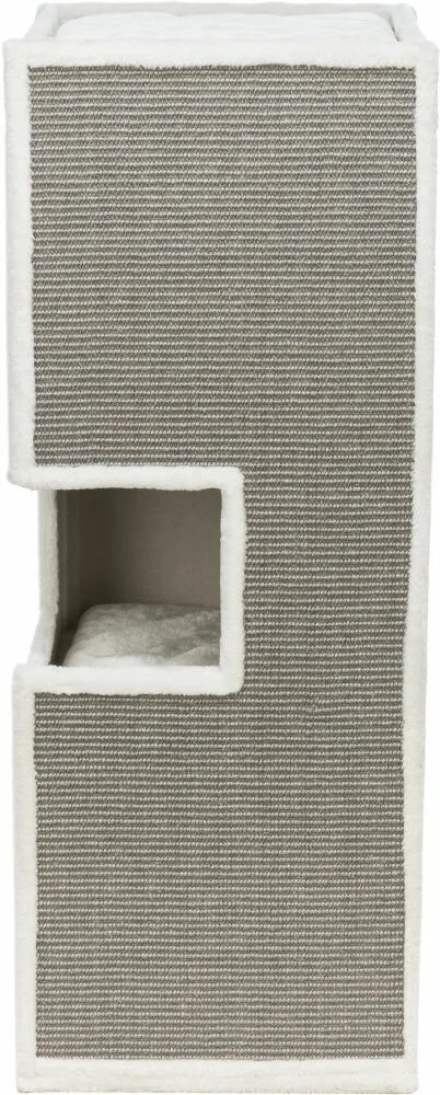 Škrabací věž GERARDO 100 cm, jeskyňka 38 x 38 cm, 3 patra, plyš/sisal, bílá/šedá