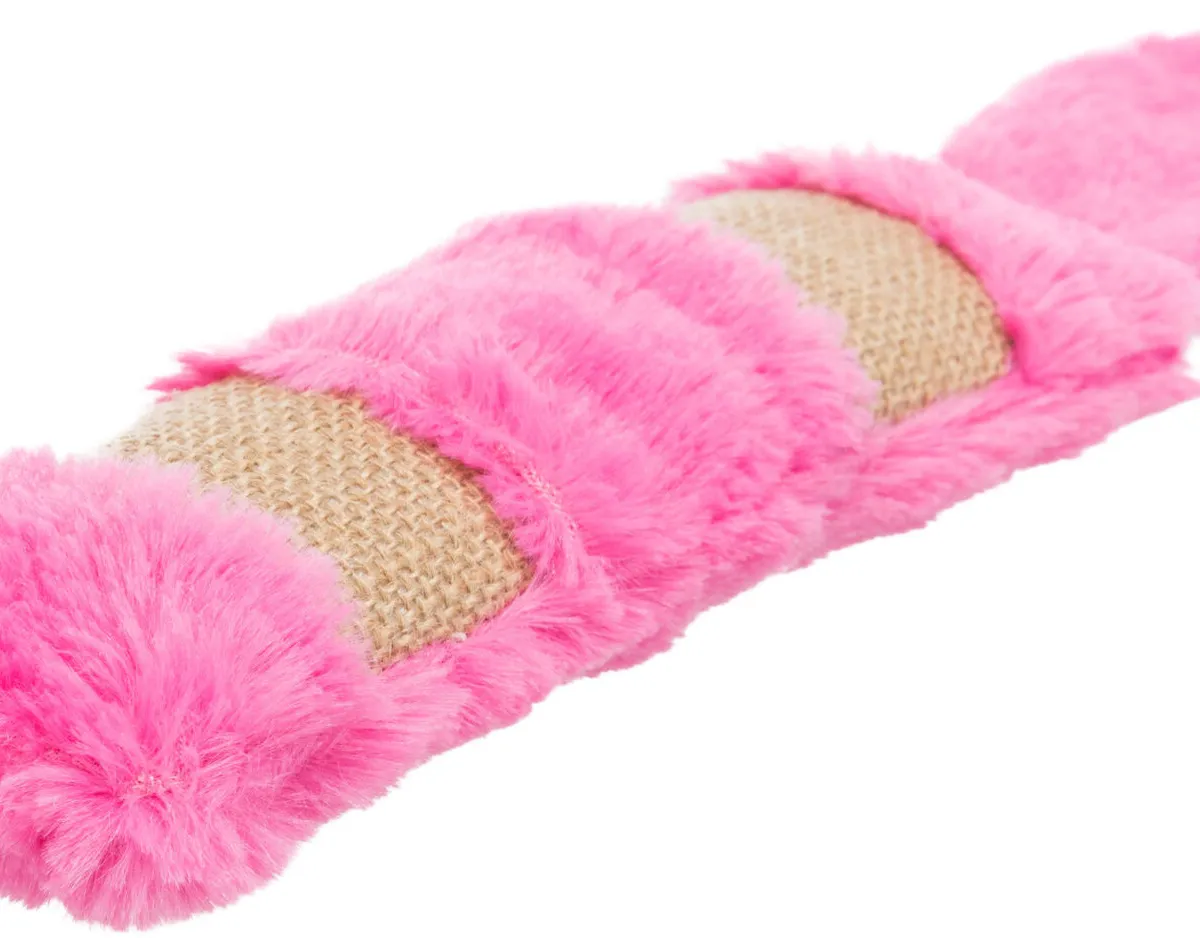 Poduška s ocasem XXL, plyš/juta/catnip, šusticí, 39cm