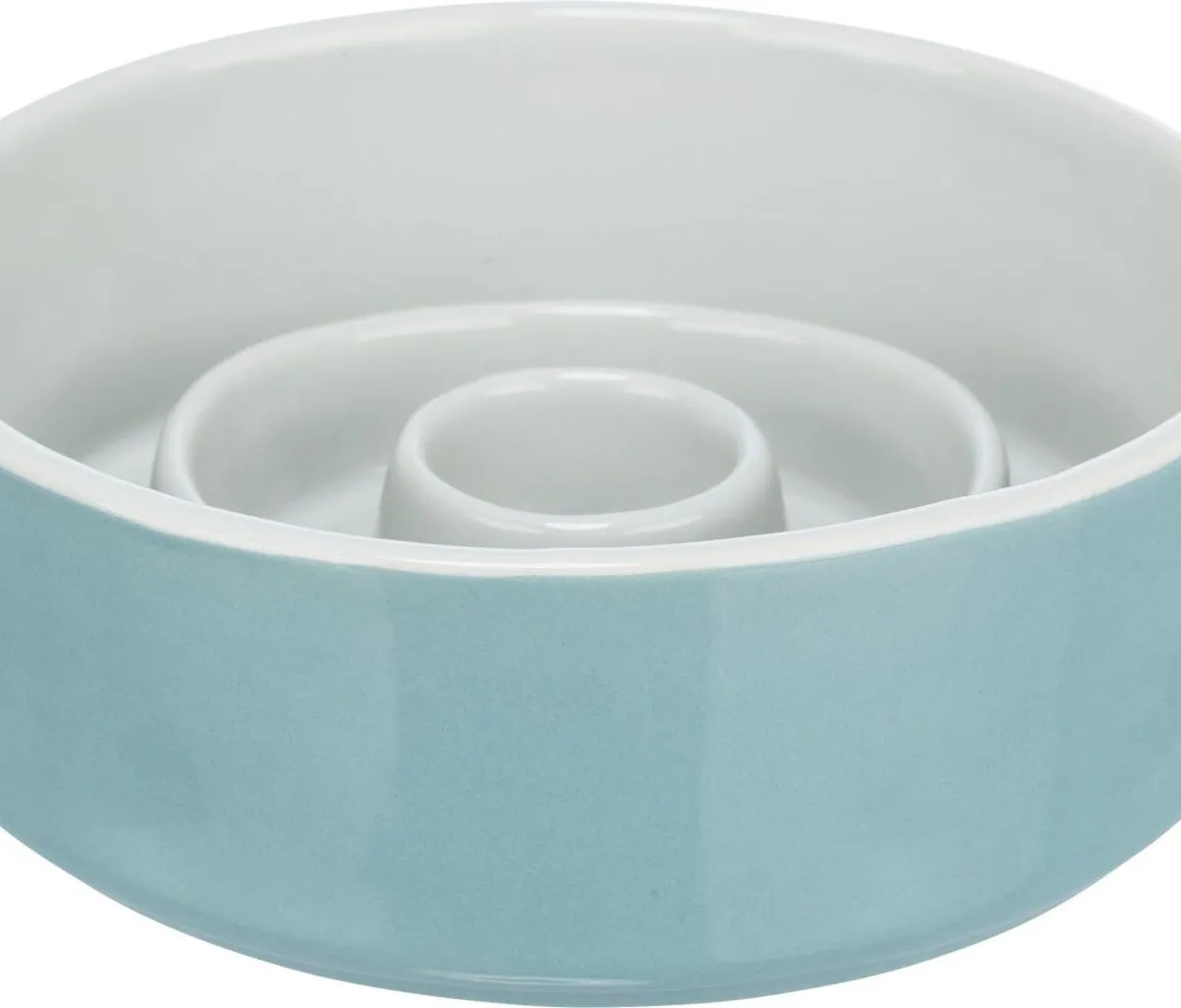 Keramická miska k pomalému krmení, kruhy, 0,45l / 14cm, šedomodrá