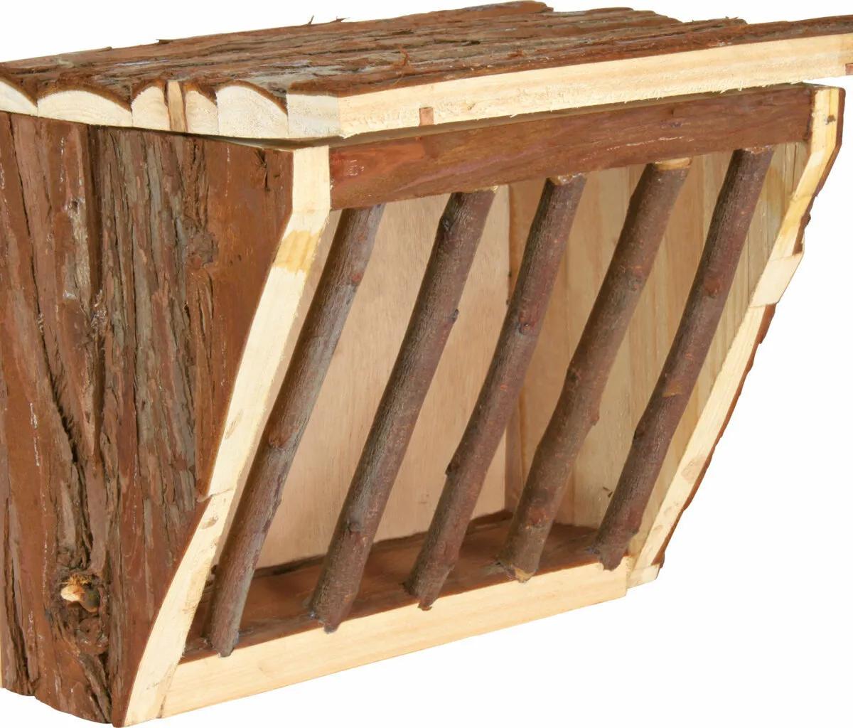 Dřevěné jesličky na seno s úchytem na klec 20 x 15 x 17 cm