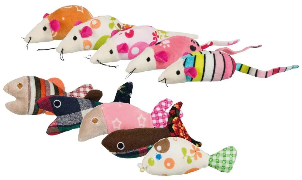 Myšky a rybičky plyš/látka 9-12 cm (1 ks)