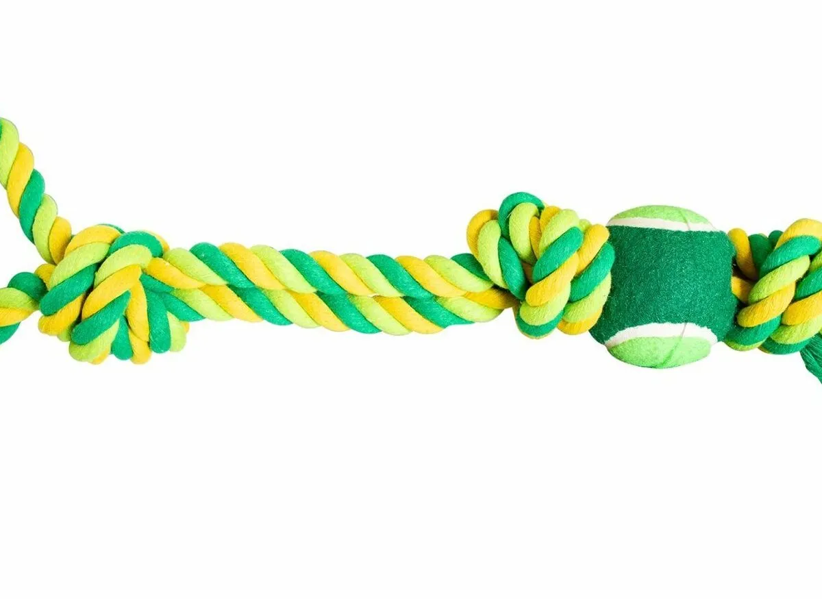 Přetahovadlo s rukojetí HipHop 3 uzly, tenisák 45 cm / 310 g limetová, zelená