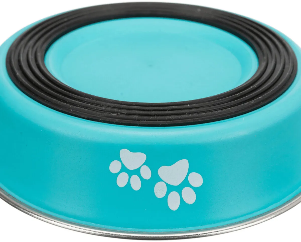 Nerezová miska s bareveným opláštěním pro krátkonosé kočky 0,25l/13 cm