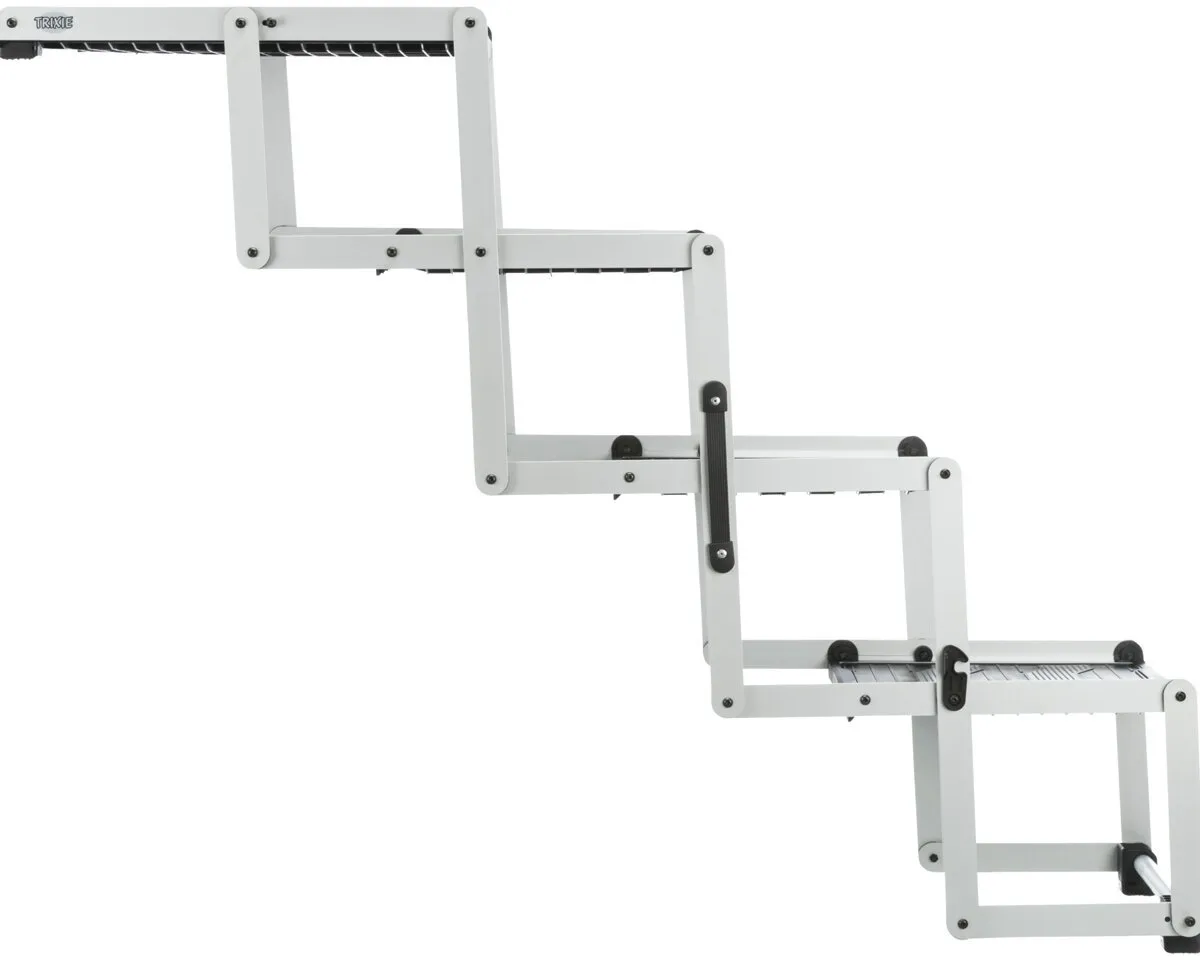 Skládací schody, 4 stupňové, hliník/TPR, 37cm šíře, až 70cm výška, max 160cm, nosnost 75kg