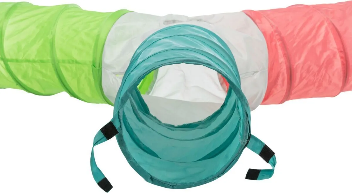Nylonový troj- tunel pro králíky, různé barvy 3 × ø 18 × 47 cm