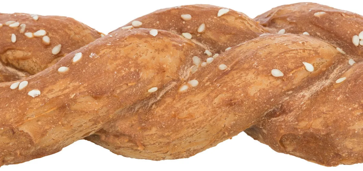 Denta Fun Chicken Bread [50ks], žvýkací pletýnka z buvolí kůže s masem, 15cm/75 g