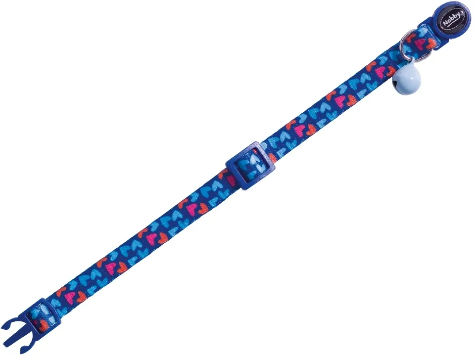 Nobby Heart Dark Blue obojek s rolničkou pro kočky