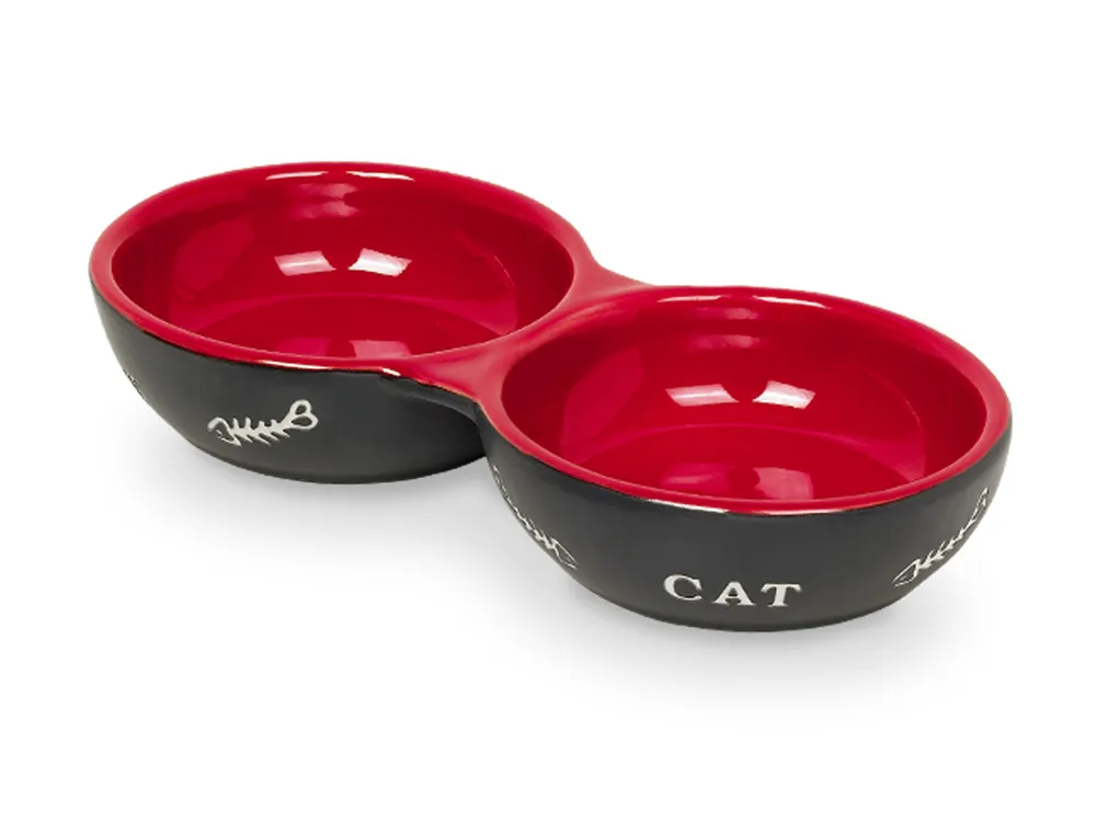 Nobby Cat keramická dvojmiska 22 cm 2x130ml