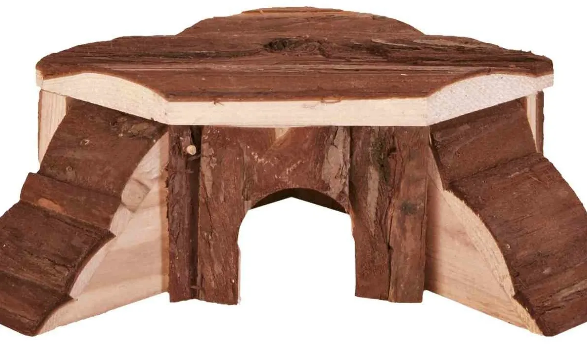 Dřevěný domek rohový THORDIS pro myši, křečky 21x7x19/19 cm