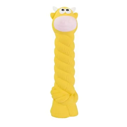 Kravička s bavlněným lanem se zvukem latex 15 cm HipHop