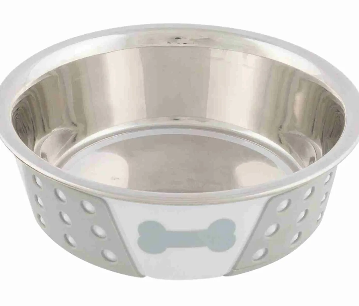 Nerezová miska se silikonovým opláštěním 0,4l/14cm bílo/šedá