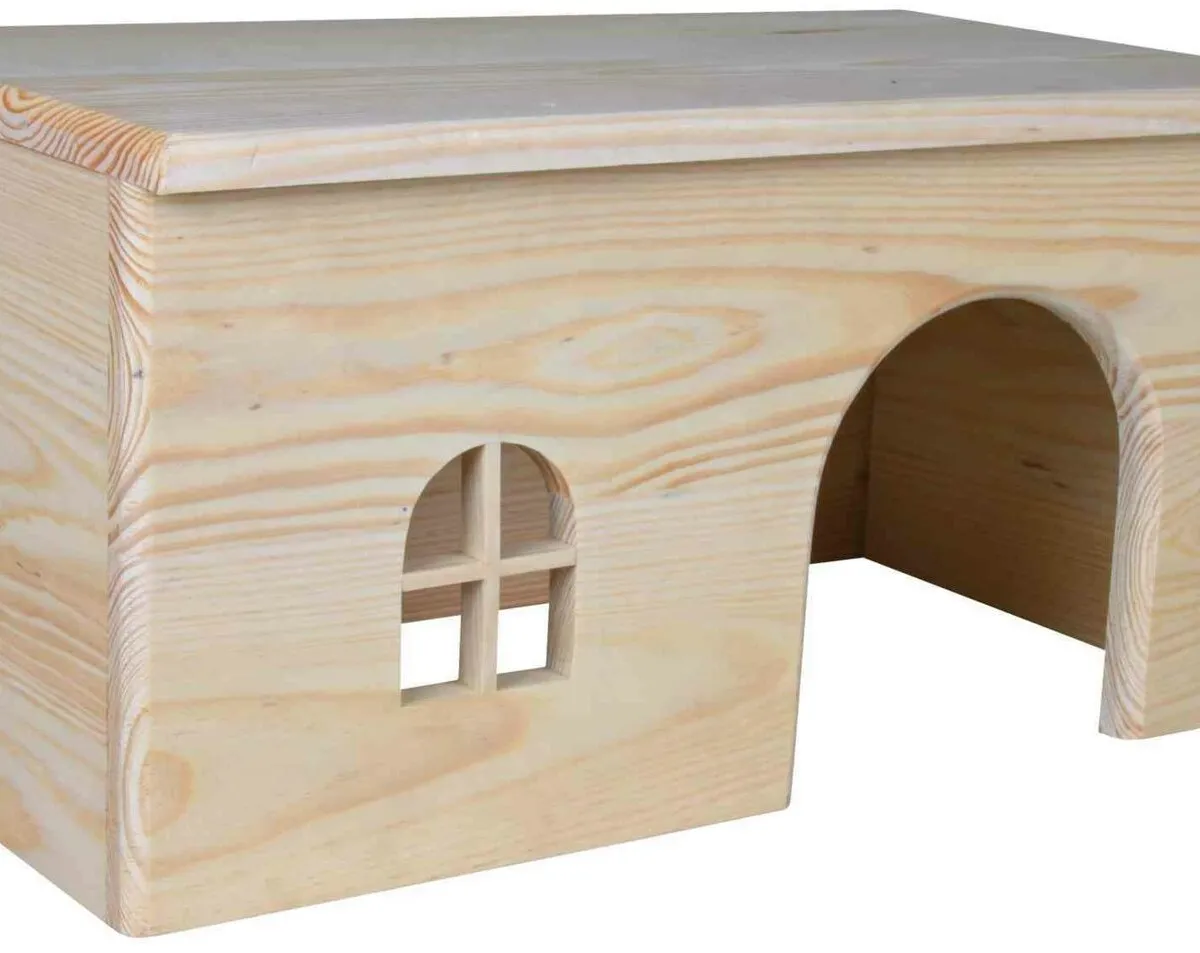 Dřevěný domek s rovnou střechou pro králíky 40 x 20 x 23 cm