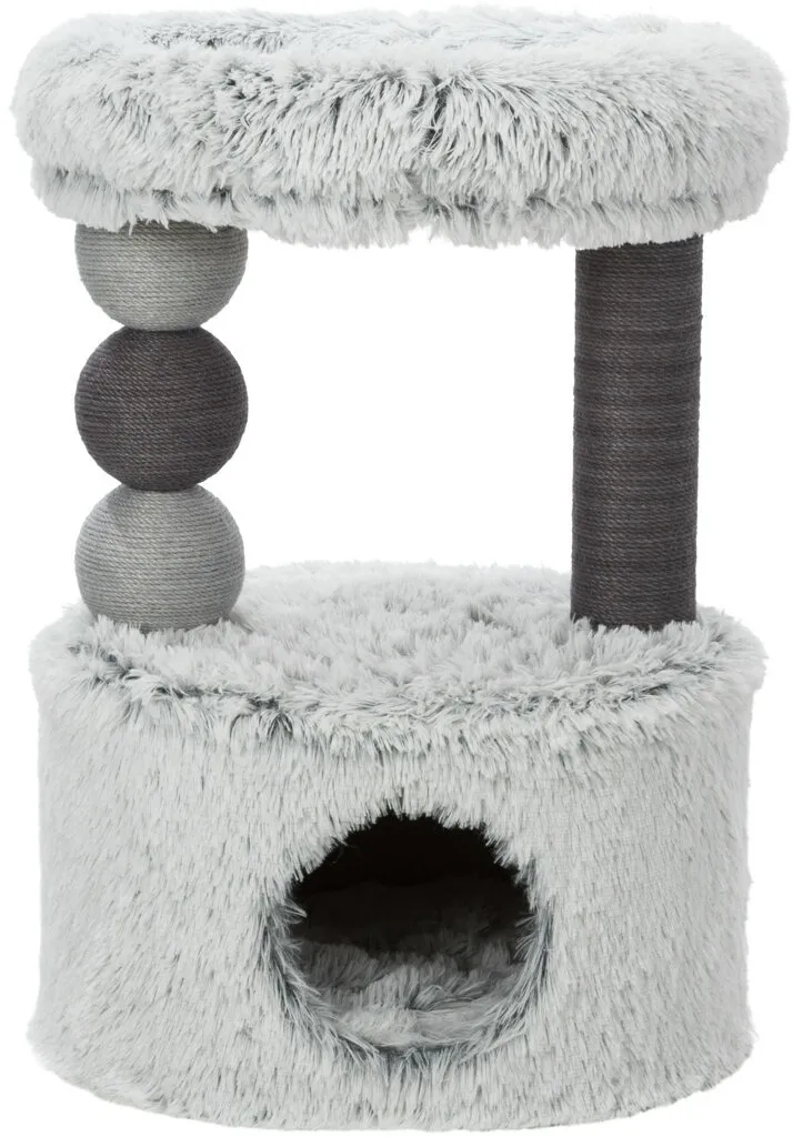 Škrábadlo HARVEY, kukaň, 2 sloupky, odpočívadlo 73cm, dlouhovlasý plyš