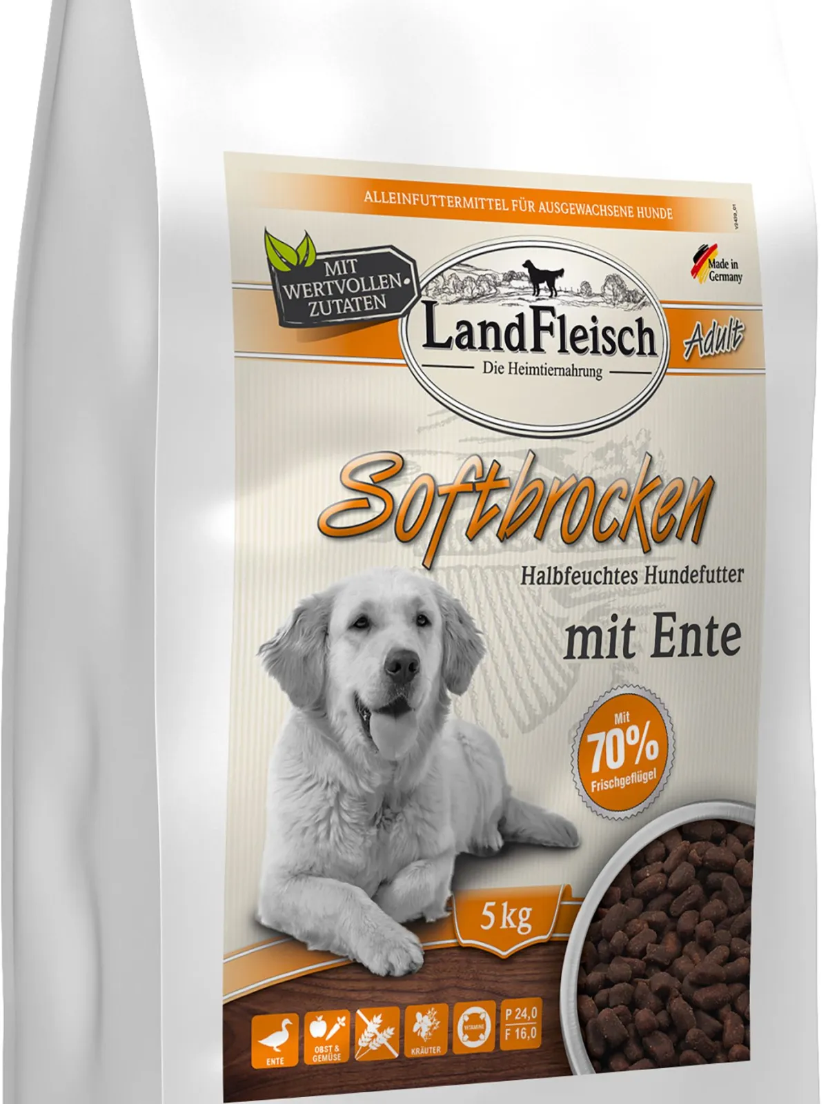 Landfleisch Dog Softbrocken Adult kachní