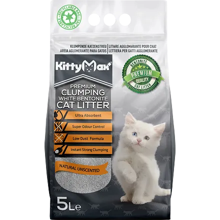 KITTYMAX hrudkující, bezprašný bílý bentonit