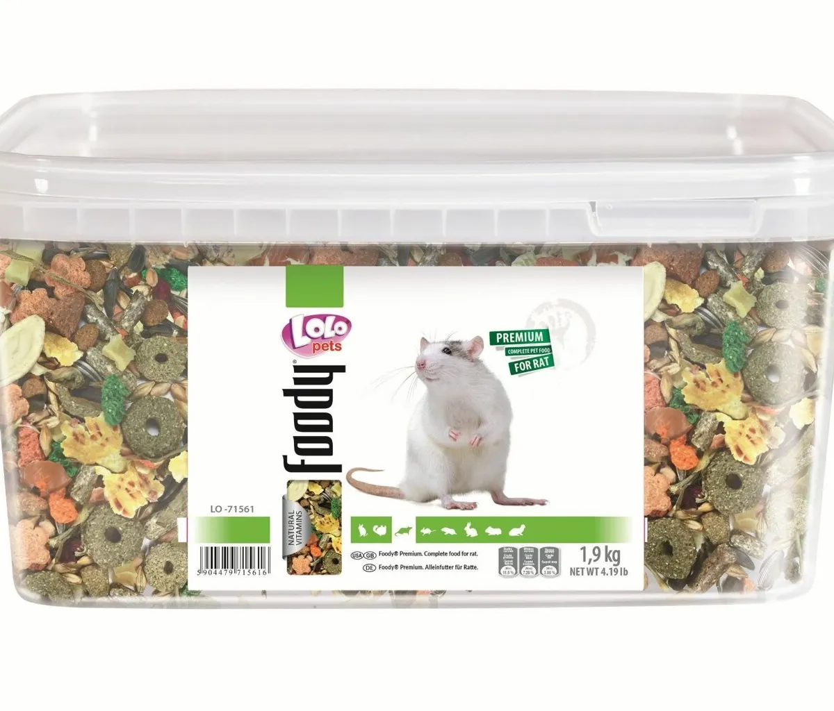 LOLO BASIC kompletní krmivo pro potkany 3 L, 1,9 kg kyblík