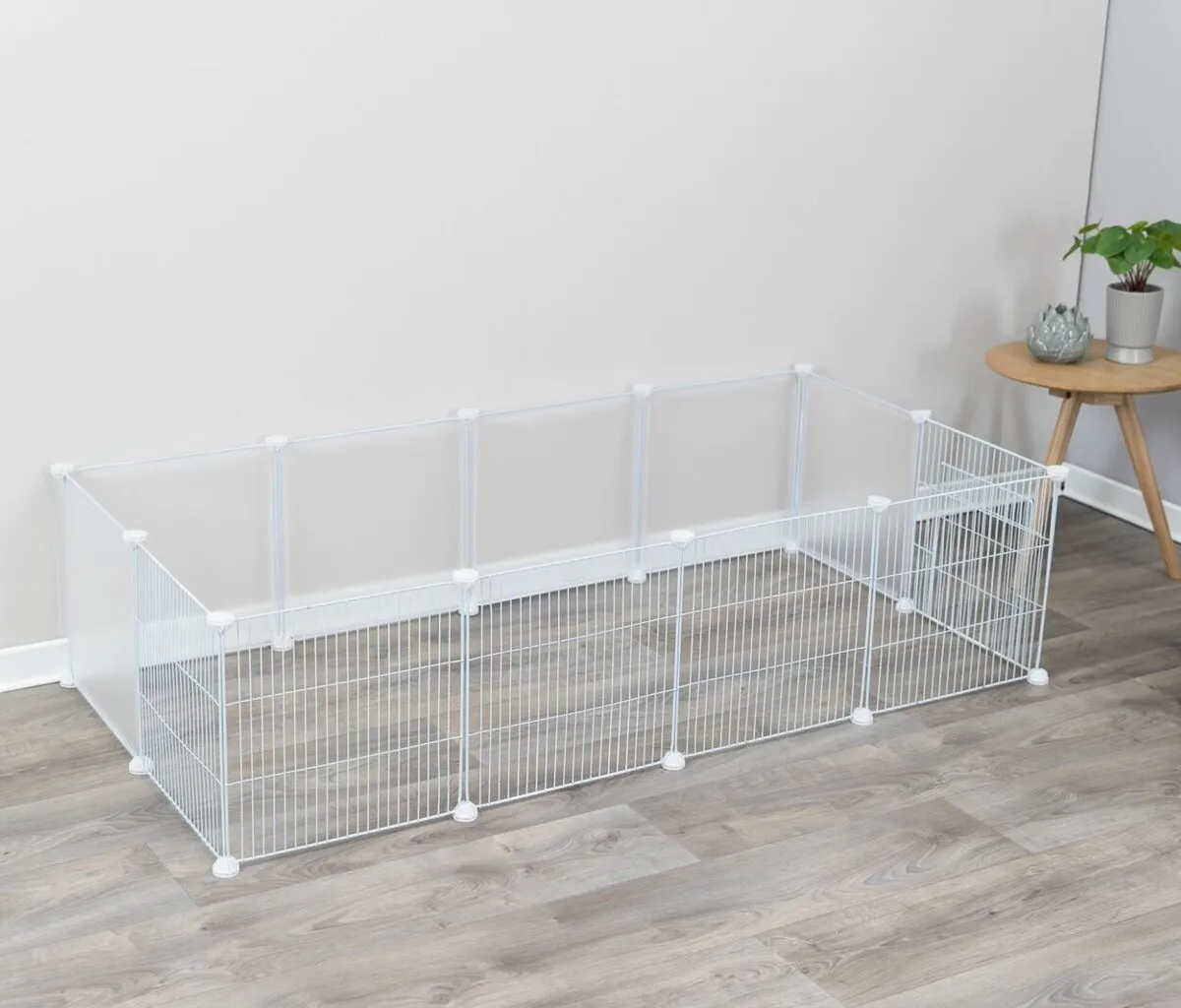 Interiérový výběh, kov/plast, 140 x 35 x 70 cm, bílá