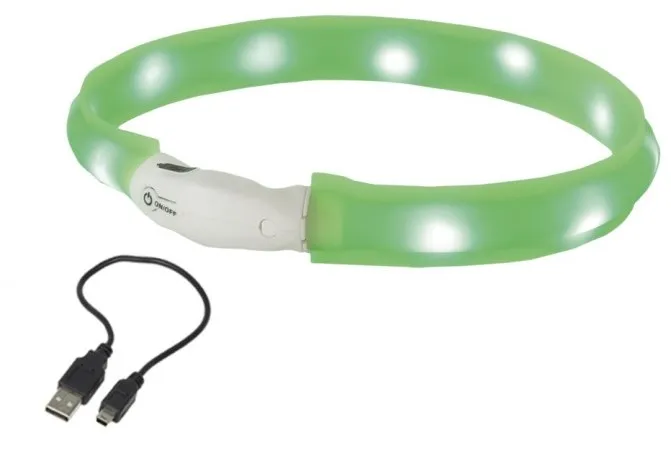 Nobby LED plochý svítící obojek pro psy žlutý