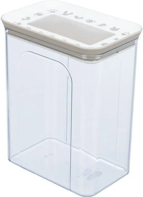 Plastová dóza na krmivo / pamlsky, 2,2 l / 15x14x19cm, transparentní
