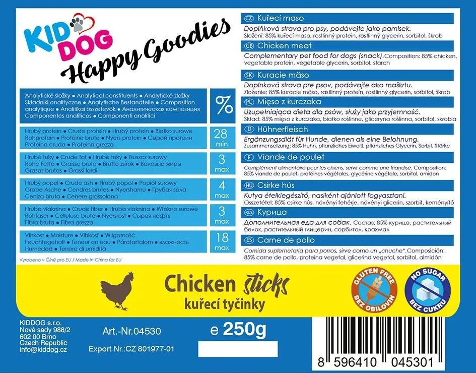 KIDDOG kuřecí tyčinky extra tenké