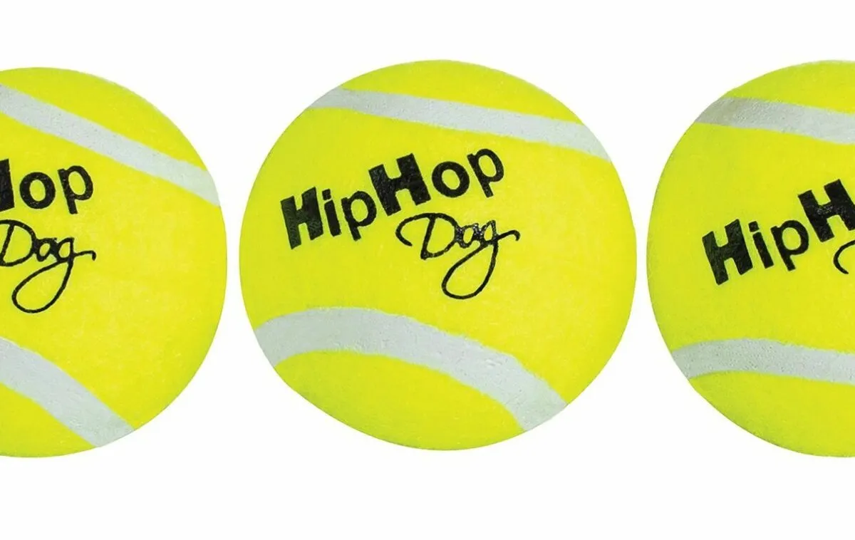 Balení-tenisový míček pískací 5 cm HIPHOP DOG (3 ks v bal.)