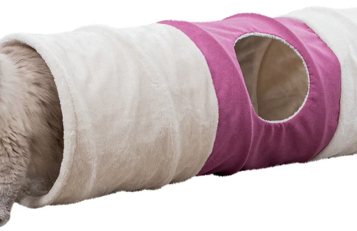 XXL tunel pro kočky, plyšový se šustící fólií, 3 otvory, ø 35 × 115 cm