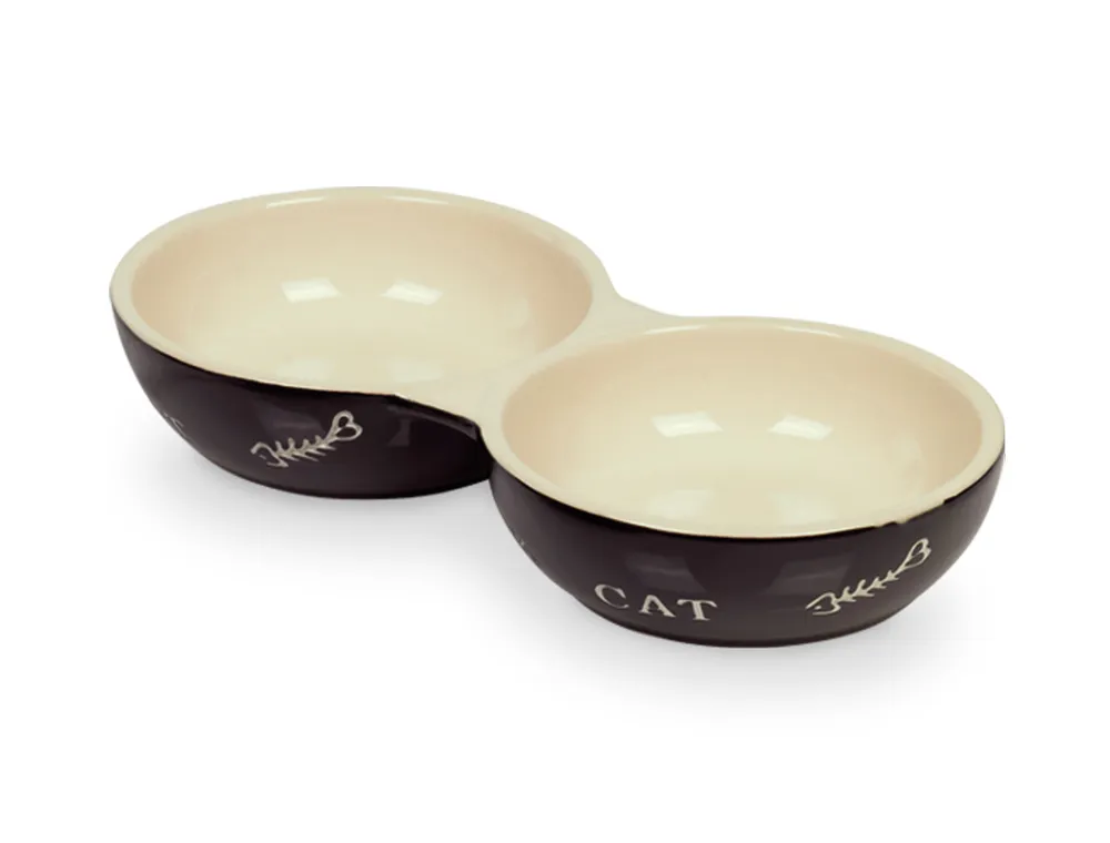 Nobby Cat keramická dvojmiska 22 cm 2x130ml