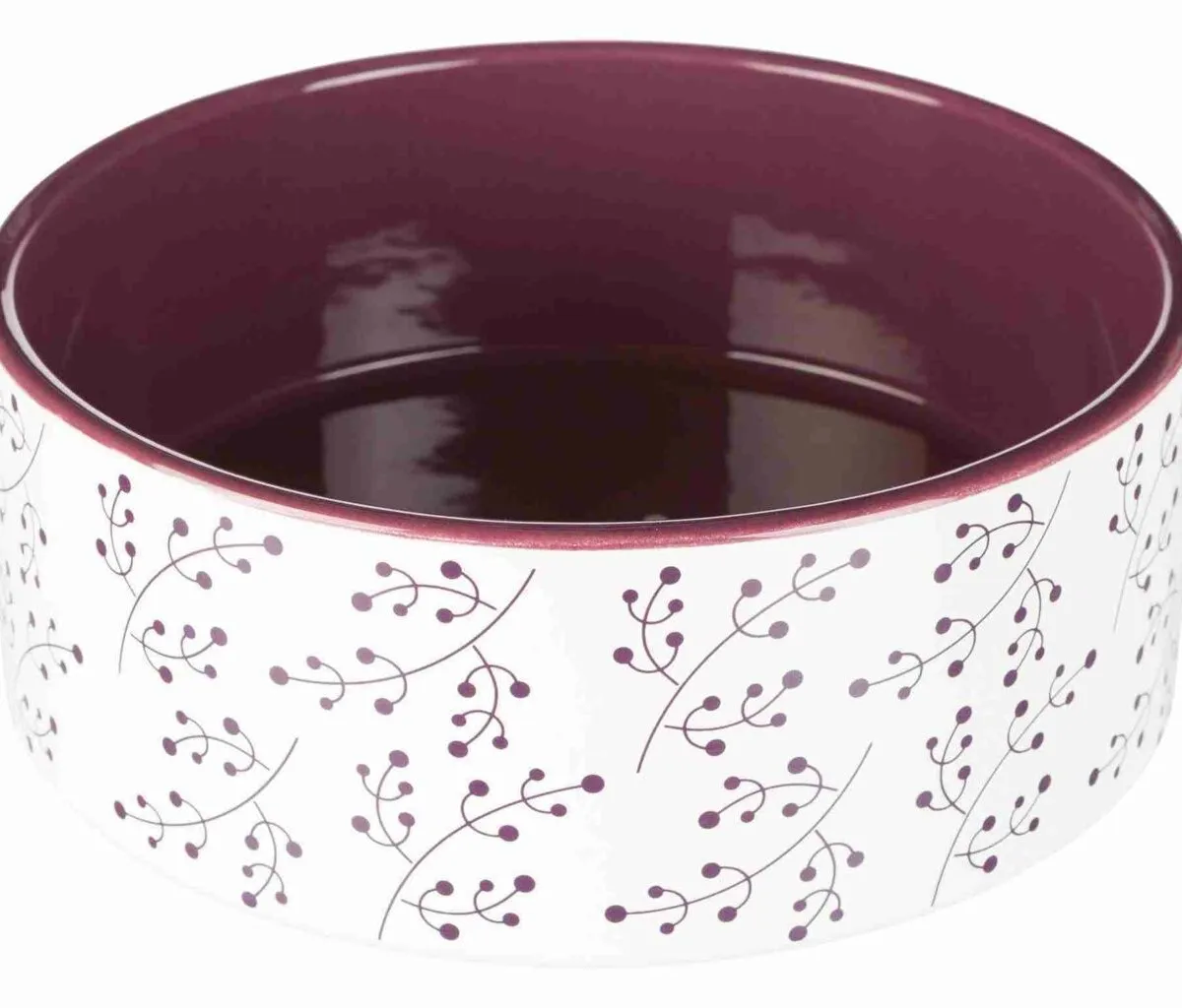 Keramická miska 0,8l/16 cm bílá s motivem rostlin/berry