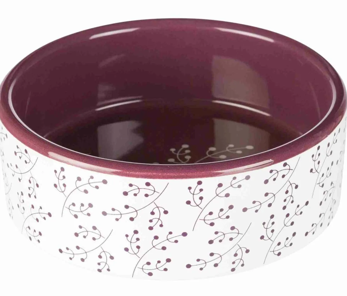 Keramická miska 0,8l/16 cm bílá s motivem rostlin/berry