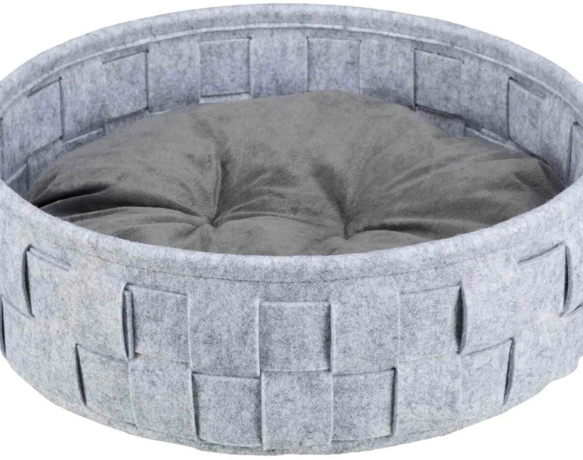 Kulatý pelech LENNIE propletený 45 cm šedý