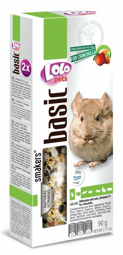 LOLO SMAKERS 2 klasy s ovocem a ořechy pro činčily 90 g