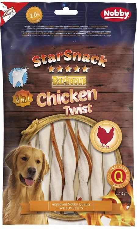 Nobby StarSnack BBQ Chicken Twist žvýkací tyčky M