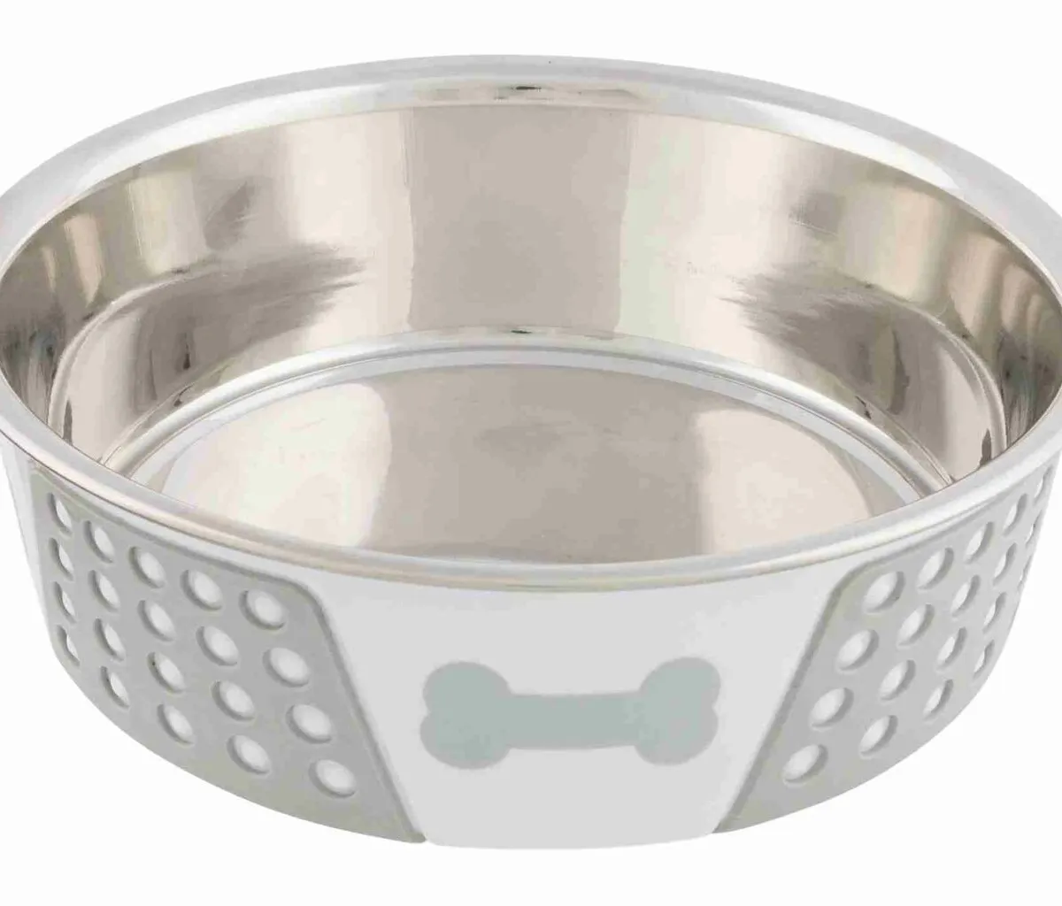Nerezová miska se silikonovým opláštěním 0,4l/14cm bílo/šedá