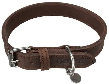 Kožený obojek RUSTIC - tmavě-hnědá