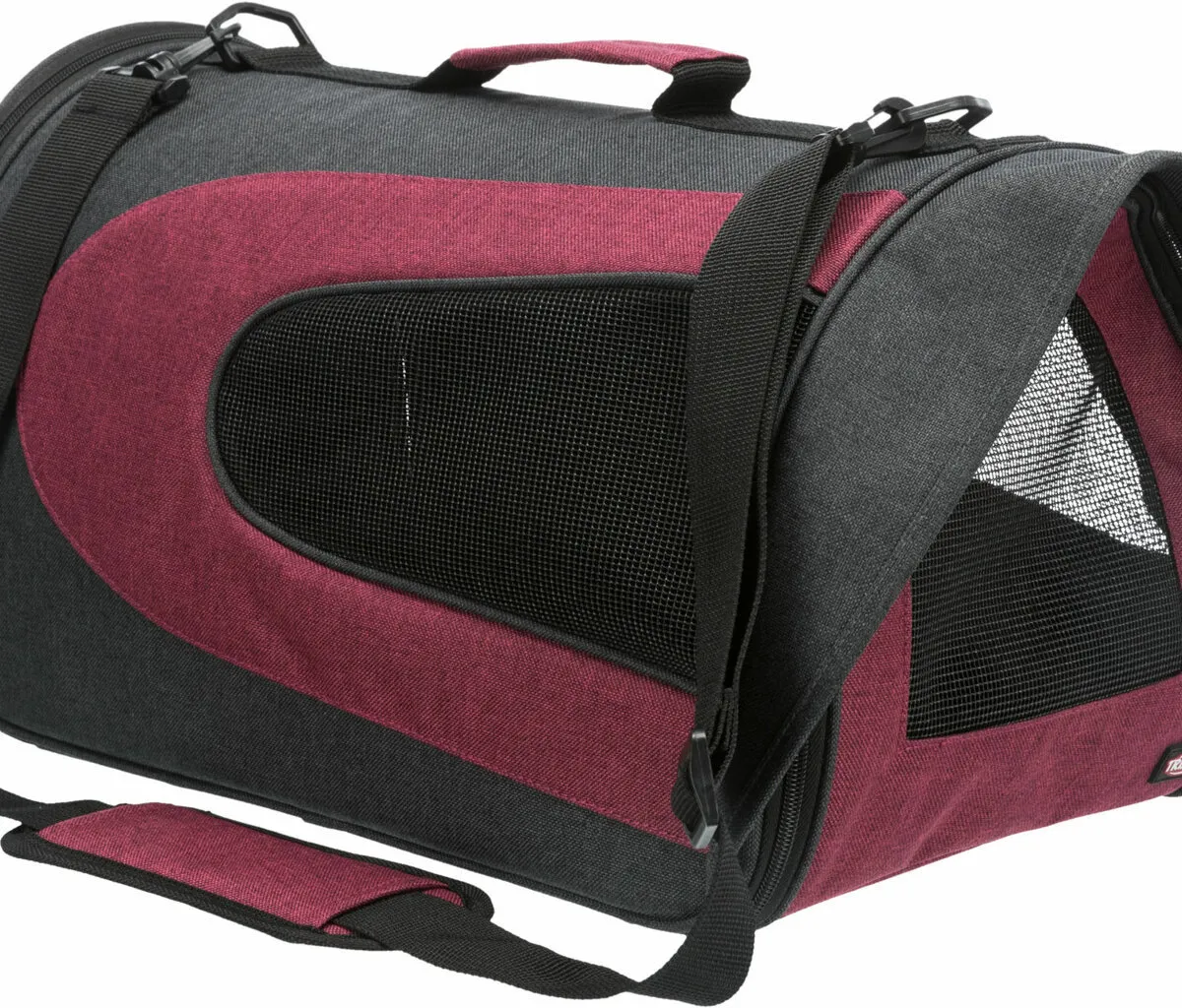ALINA nylonová přepravní taška se síťkou 27x27x52 cm, antracit/bordó (max. 6 kg)