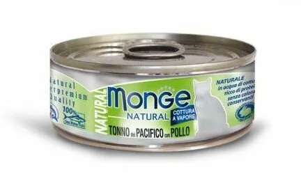 MONGE NATURAL kousky tuňáka s kuřecím masem pro kočky