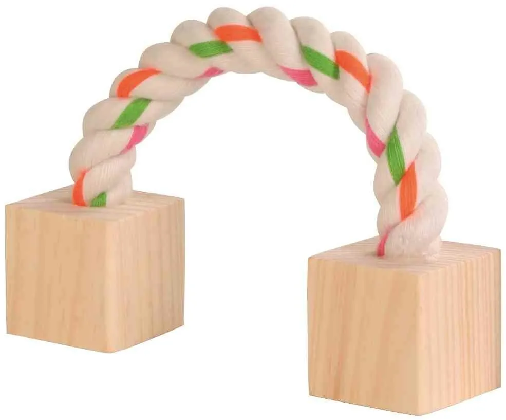 Bavlněný most s dřevěnými kostkami pro hlodavce 20 cm