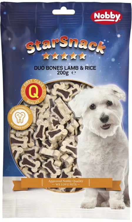 Nobby StarSnack Duo Bones velké kostičky jehně+rýže
