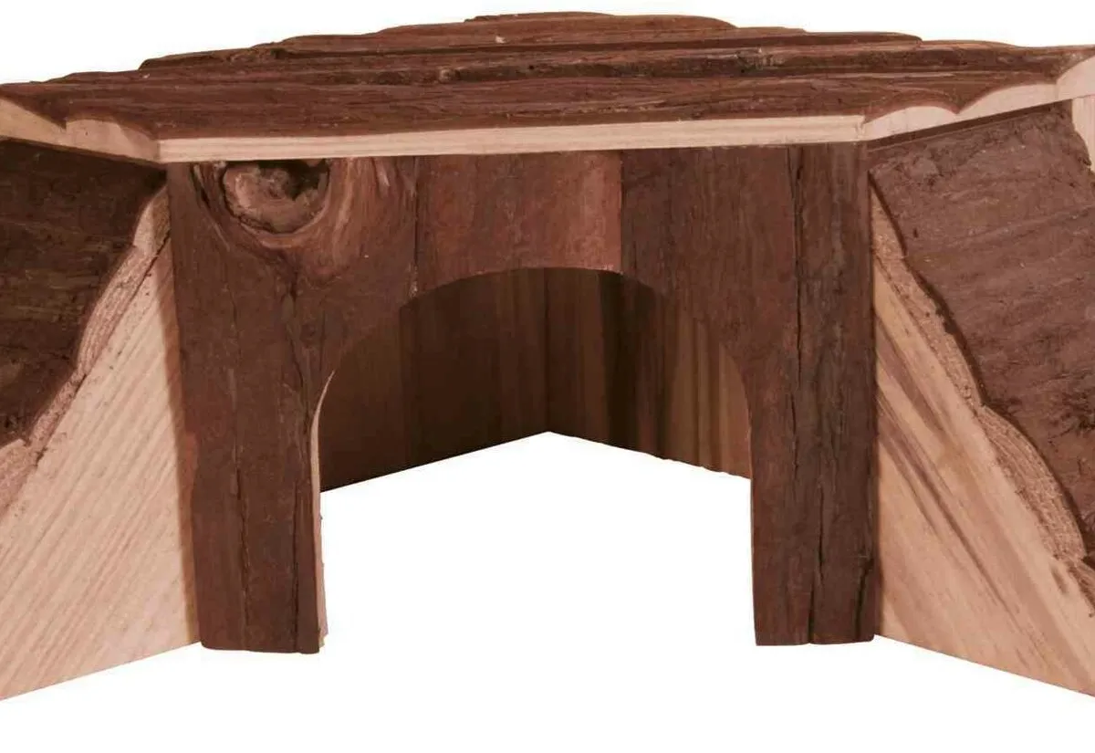 Dřevěný domek rohový THORDIS pro činčilu, morče 35 x 15 x 37/37 cm