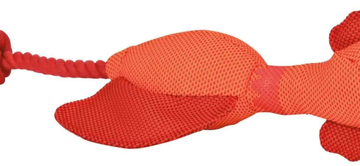 Oranžová slepice/kačena přetahovadlo se zvukem,nylon 38 cm - DOPRODEJ