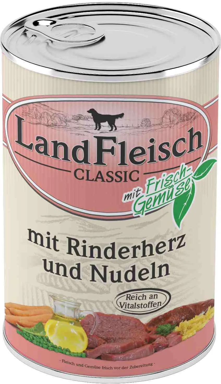 Landfleisch Dog Classic hovězí srdce s těstovinou