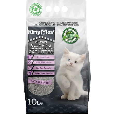 KITTYMAX hrudkující, bezprašný bílý bentonit LAVENDER