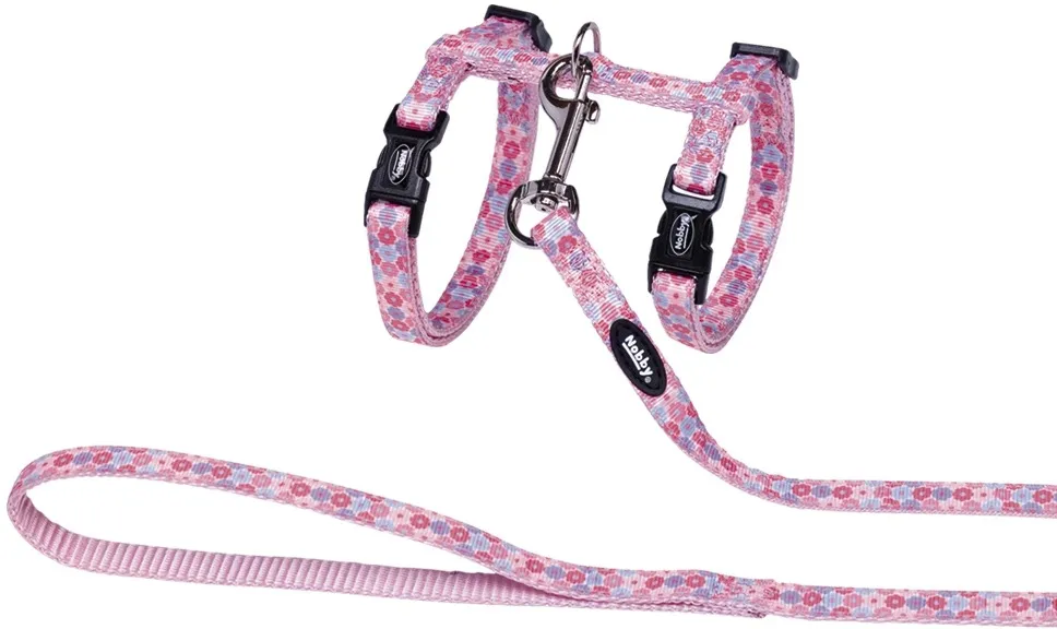 Nobby Flower Pink postroj s vodítkem pro kočky