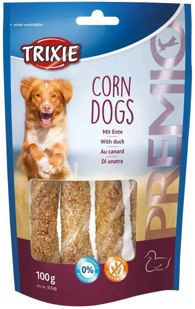 Premio CORN DOGS kukuřice s kachním masem 4 ks/100 g